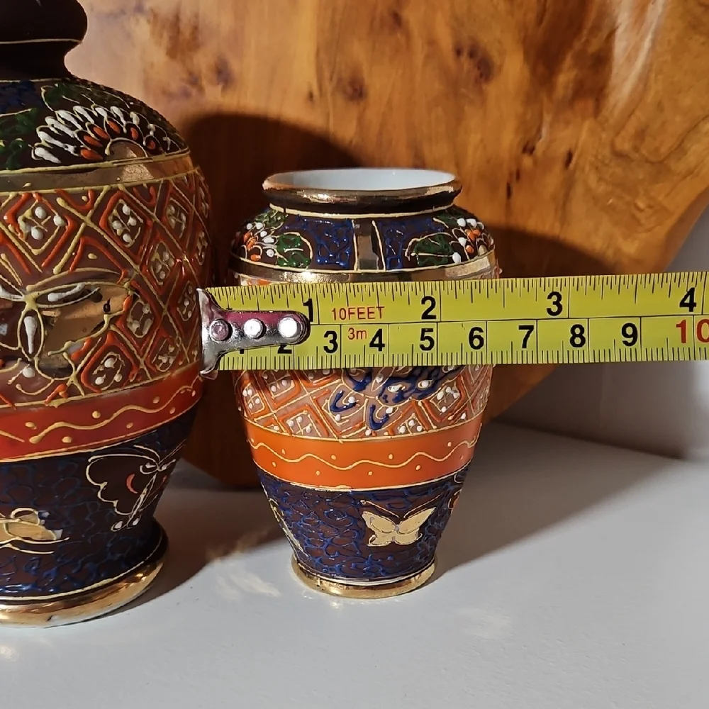 VTG Hand Painted Goldcastle Japan Moriage Butterfly Vase, Set of 2
